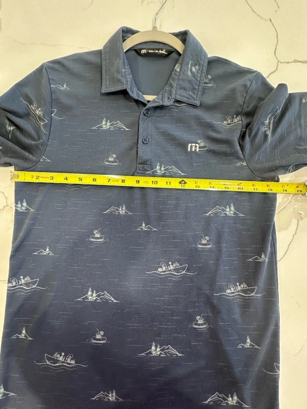 Travis Mathew Men's "Take A Whiff" Fishing & Lake Scene Polo - Size S - Picture 6 of 9